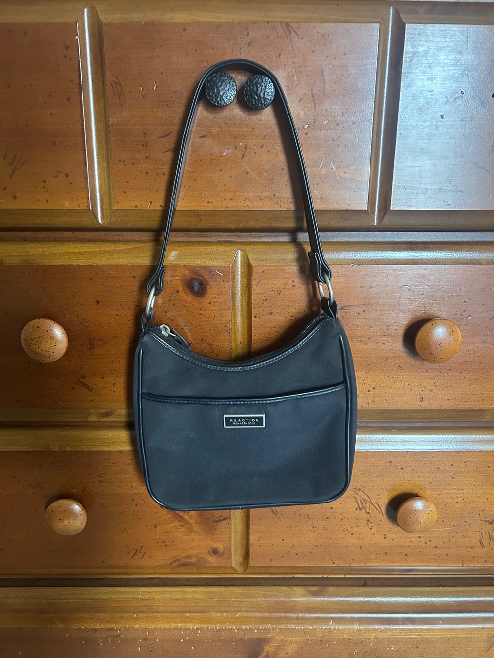 Kenneth Cole Reaction Small Black Shoulder Bag with Front Slip Pocket